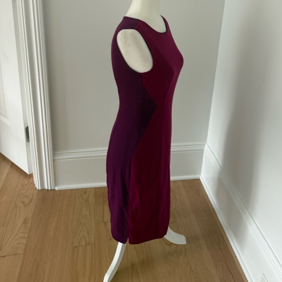 Elie Tahari Sleeveless Wine Midi Dress size 2 Elie Tahari Burgundy Colorblock - Picture 5 of 12